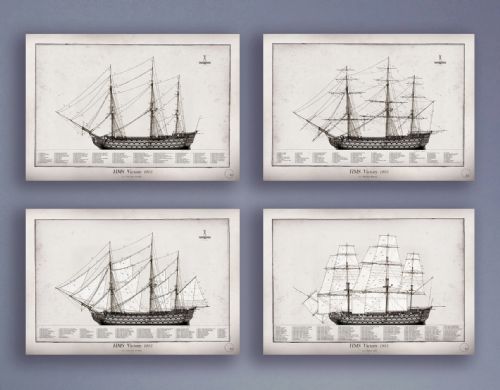 HMS Victory 1805 by Tony Fernandes - set of 4 rigging prints